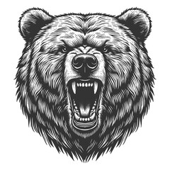 Roaring Growling Grizzly Bear Head