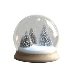 A snow globe with three trees in it