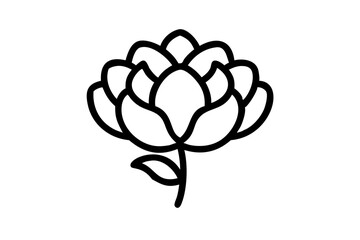 Full Bloom Minimal Peony Flower Vector Illustration for Beautiful Prints
