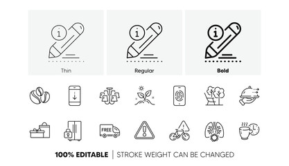 Edit, Coffee break and Chandelier line icons. Pack of Food delivery, Refrigerator, Deckchair icon. Grow plant, Free delivery, Gifts pictogram. Coronavirus lungs, Coffee-berry beans. Line icons. Vector