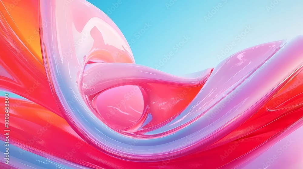 Poster vibrant flowing gradient, an immersive visual experience showcasing dynamic curves in a spectrum of 