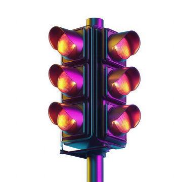 recommend clip art: A traffic light with a neon pink and yellow color scheme
