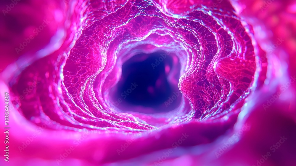 Poster dynamic swirling tunnel of vibrant fractal patterns, immersing viewers in a captivating visual journ