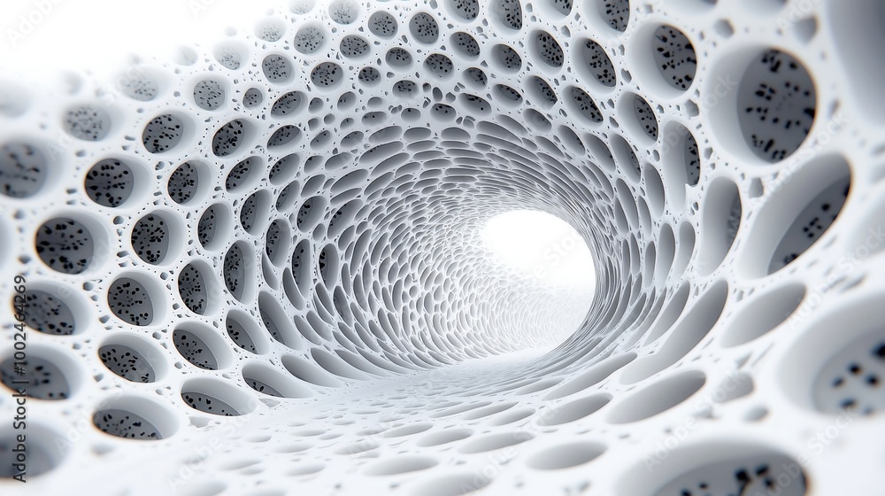 Poster dynamic swirling tunnel of vibrant fractal patterns, creating a mesmerizing sense of depth and movem