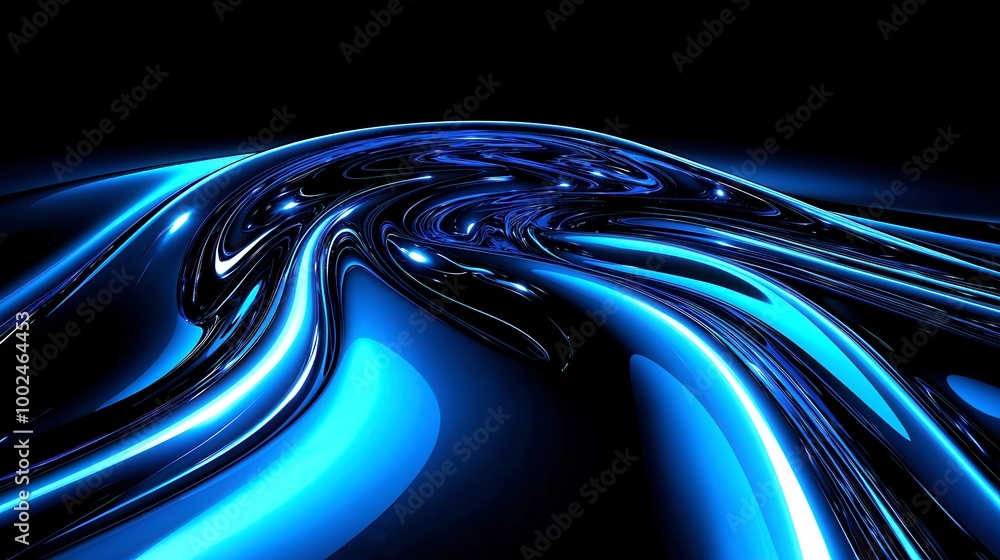 Poster dynamic black and blue abstract backdrop with flowing lights, creating an immersive and captivating 