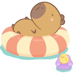 Sleeping capybara with swim ring 