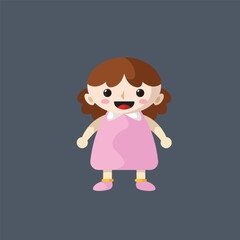 a girl doll wearing pink clothes in flat vector design.