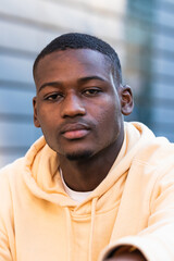 Obraz premium Young black man serious face portrait