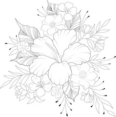 drawing of flowers and leaves