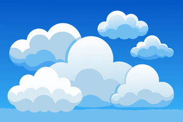 Background with white fluffy clouds in the blue sky