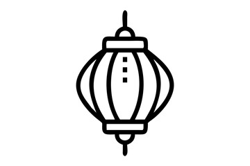A Floating Chinese Lantern Vector Illustration Shining Brightly in the Night Sky

