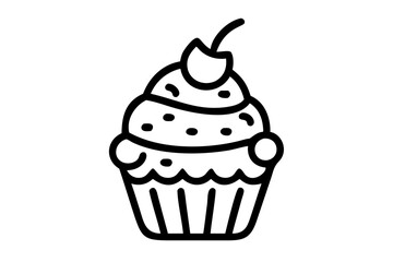 Fun Vector Illustration of a Whimsical Frosted Cupcake with a Rainbow Design
