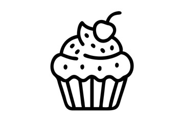 Vector Illustration of a Frosted Cupcake with a Rainbow Swirl Topping Delight
