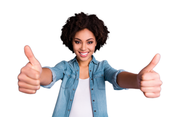 Portrait of cute charming successful millennial lady advise excellent ads advert choice recommend decision information approve promo wear jeans modern stylish isolated grey background
