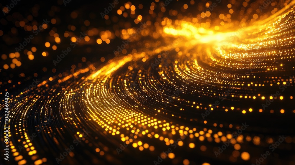 Poster abstract golden signs of trade growth swirl into a mesmerizing pattern on a dark backdrop, represent