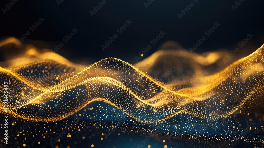 Poster abstract golden patterns of trade growth creating a captivating design on a dark backdrop, represent