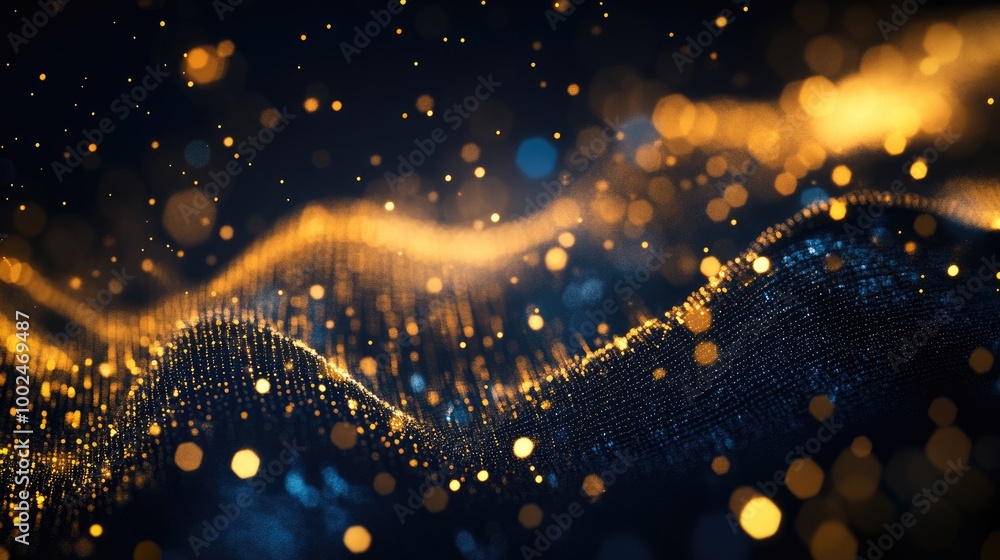 Poster abstract golden signs of trade growth swirl into a mesmerizing pattern on a dark backdrop, represent