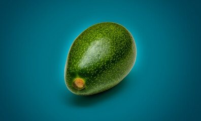 Avocado isolated on a dark turquoise background. Vegetarian healthy food background. Diet organic vegetable poster photo