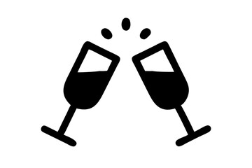 Celebrate Love with a Vector Illustration of Two Champagne Glasses Toasting in a Romantic Setting
