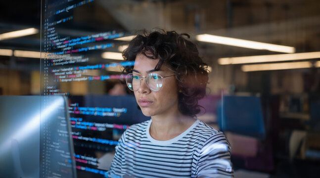 Frau schreibt code