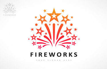 fireworks and stars logo vector design