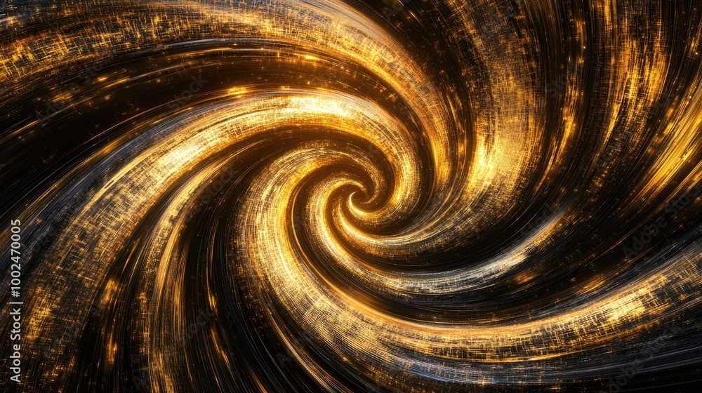 Poster mesmerizing golden sign of trade growth swirling into a stunning abstract pattern on a dark backgrou