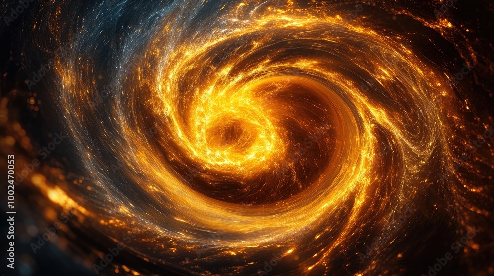 Poster mesmerizing golden sign of trade growth swirling into a stunning abstract pattern on a dark backgrou