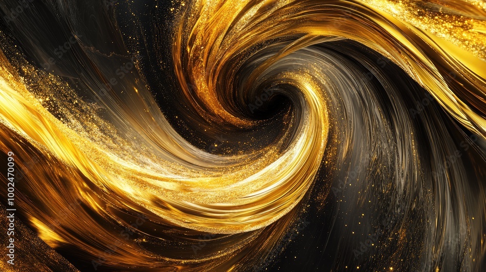 Poster mesmerizing golden sign of trade growth swirling into a stunning abstract pattern on a dark backgrou