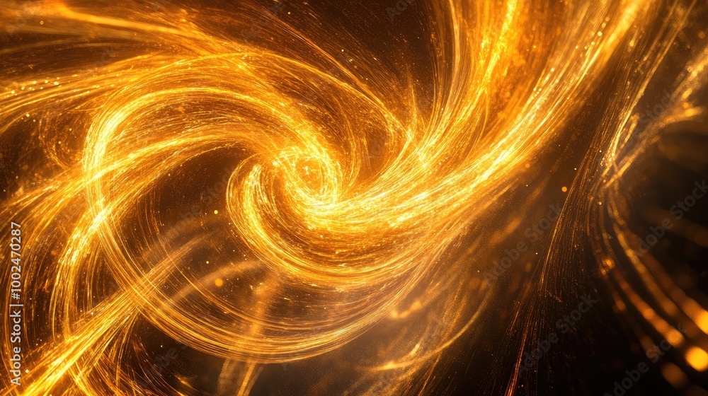 Poster stunning golden trails of trade growth swirling into a captivating abstract pattern on a dark backgr