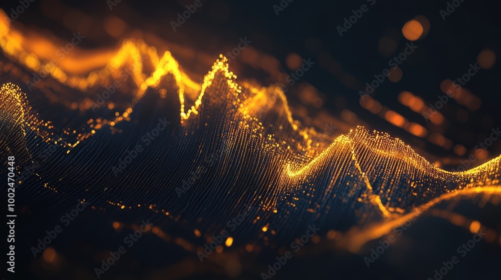Poster abstract golden patterns of trade growth creating a captivating design on a dark backdrop, represent