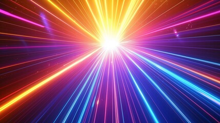 Fototapeta premium Multicolor spectrum bright motion light trail neon line explosion