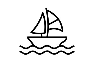 Stunning Vector Illustration Showcasing a Sailboat Icon Gliding Gracefully Across Open Air and Water
