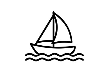 Vector Illustration of a Sailboat Icon Soaring Through Clear Blue Skies with Gentle Wind and Sunlight
