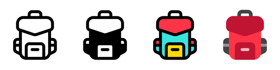 Editable backpack, bag, rucksack vector icon. . School, travel, hiking, backpacking. Part of a big icon set family. Perfect for web and app interfaces, presentations, infographics, etc