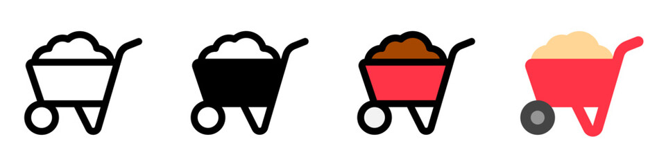 Editable wheelbarrow vector icon. Gardening, landscaping, horticulture, construction, industry. Part of a big icon set family. Perfect for web and app interfaces, presentations, infographics, etc