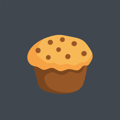 chocolate cupcake in flat vector design.