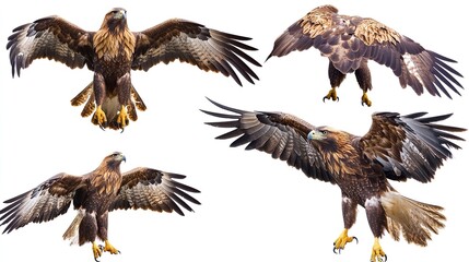 Obraz premium Four different angles of a bird with its wings spread out