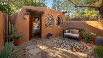 A charming adobe guest casita with a private patio