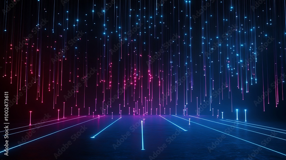 Poster a captivating abstract background with colorful light trails in blue and pink, creating a vibrant vi
