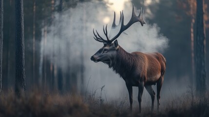 Deer in Fog.