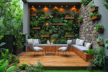 Fototapeta premium Minimalist balcony designed as a peaceful outdoor retreat
