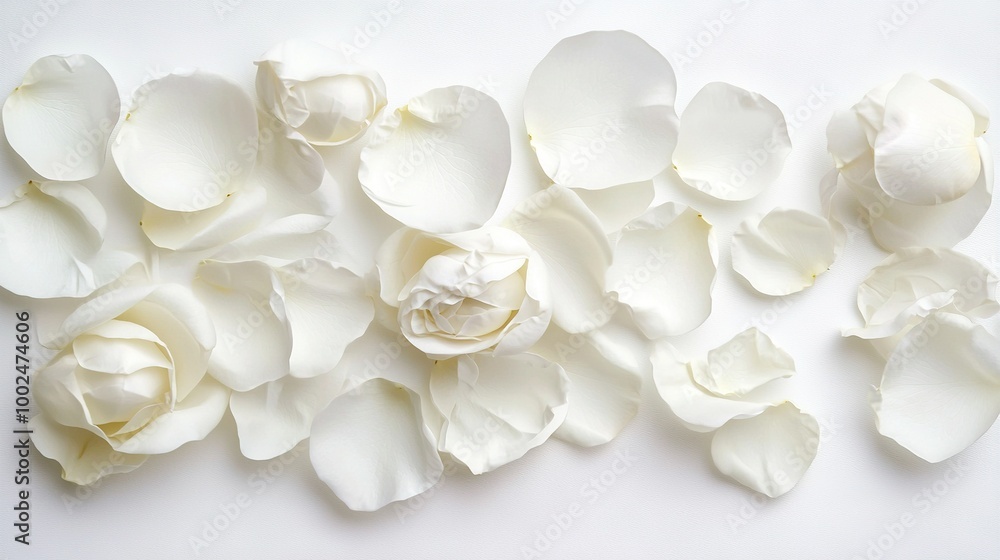 Poster   A cluster of white blossoms atop a pristine marble slab