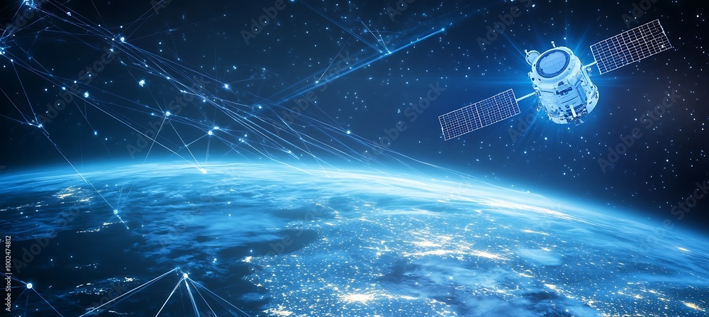 Poster a holographic navigation system guiding a spacecraft through space