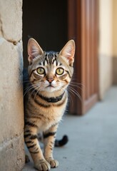 Obraz premium Curious cat peeking adorably