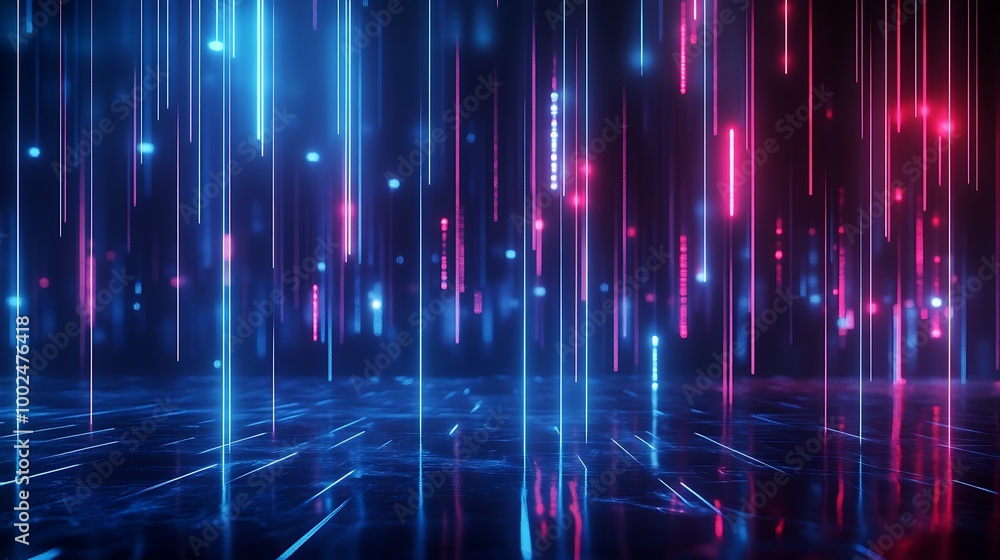 Aufkleber a vibrant display of colorful vertical light beams creating an abstract digital background.