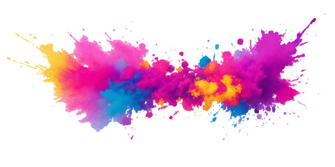 Bright colorful watercolor splash splatter stain brush strokes on white background. Modern vibrant aquarelle spot. Aquarelle explosion on white. Element. Vector watercolor illustration isolated design