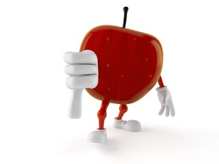 Apple character with thumbs down gesture