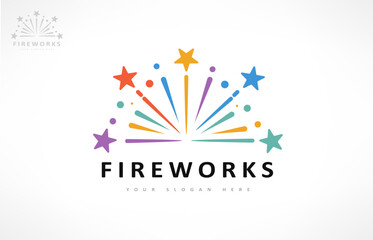 fireworks and stars logo vector design