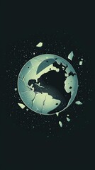 Fototapeta premium Broken Earth, Shattered Globe, Symbol of Environmental Crisis