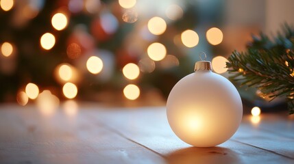 Fototapeta premium Christmas ornament on wooden table with festive